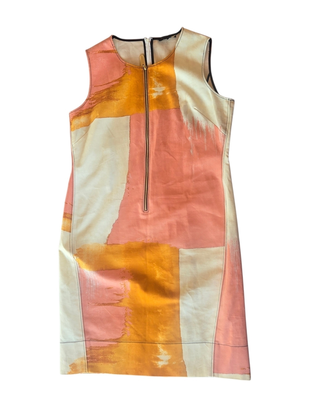Donna Karan NY Abstract Brushstroke Sleeveless Sheath Midi Dress Size 14